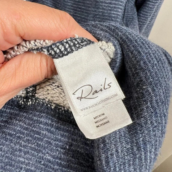 Rails Noah Pinstripe French Terry Full Zip Hoodie Sweatshirt Size Medium Lounge - Picture 9 of 11